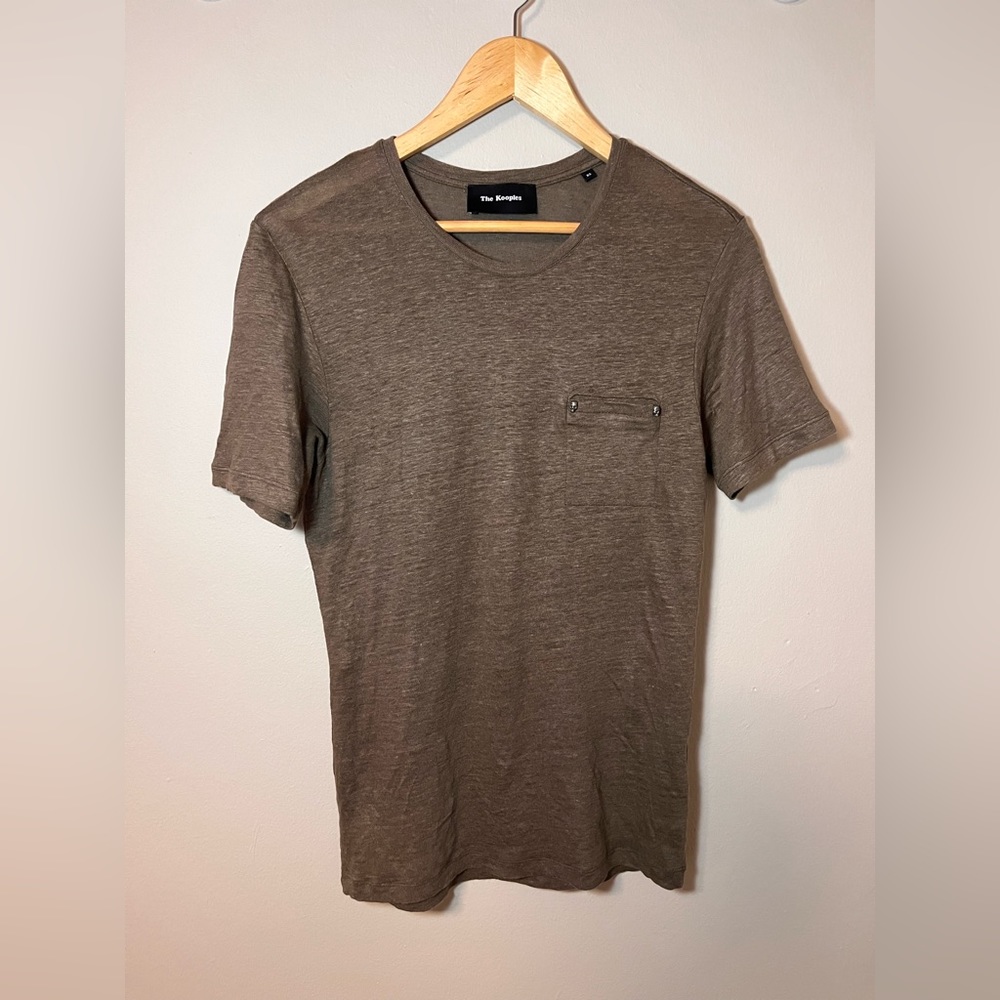The Kooples linen tee, khaki green (?), XS